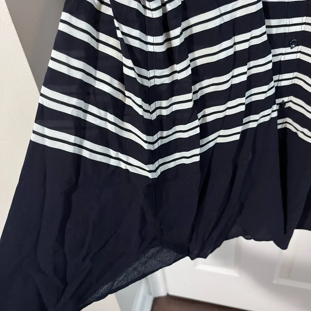 TalbotsWoman 3x Navy and White Striped Button-Up Shirt lightweight coastal - Picture 5 of 7